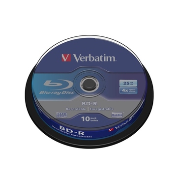 Blu-Ray BD-R Verbatim Cake Box 10шт (25GB, 6x, 43742)