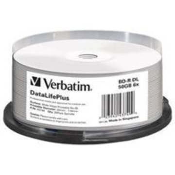Blu-Ray BD-R Verbatim Cake Box 25шт (50GB, 6x, Printable, 43749)