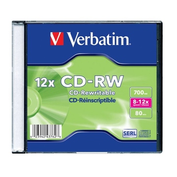CD-RW Verbatim Slim Case 1шт (700MB, 8x-12x, 43762)
