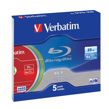 Blu-Ray BD-R Verbatim Slim Case 5шт (25GB, 6x, 43774)