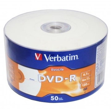 Диск DVD-R Verbatim Shrink 50шт (4.7GB, 16x, DataLife, Printable, 43793)