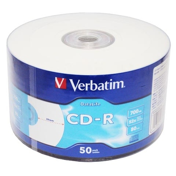 CD-R Verbatim Shrink 50шт (700Mb, 52x, Datalife, Printable, 43794)