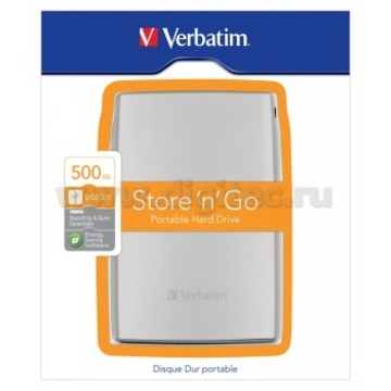Внешний винчестер 500 gb Verbatim Store"n"Go Silver (2.5"", USB2.0, 53002)